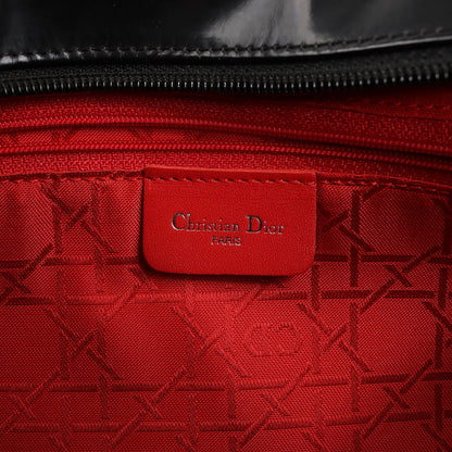 Dior Lady Dior Large Patent Leather 2Way Handbag in Black