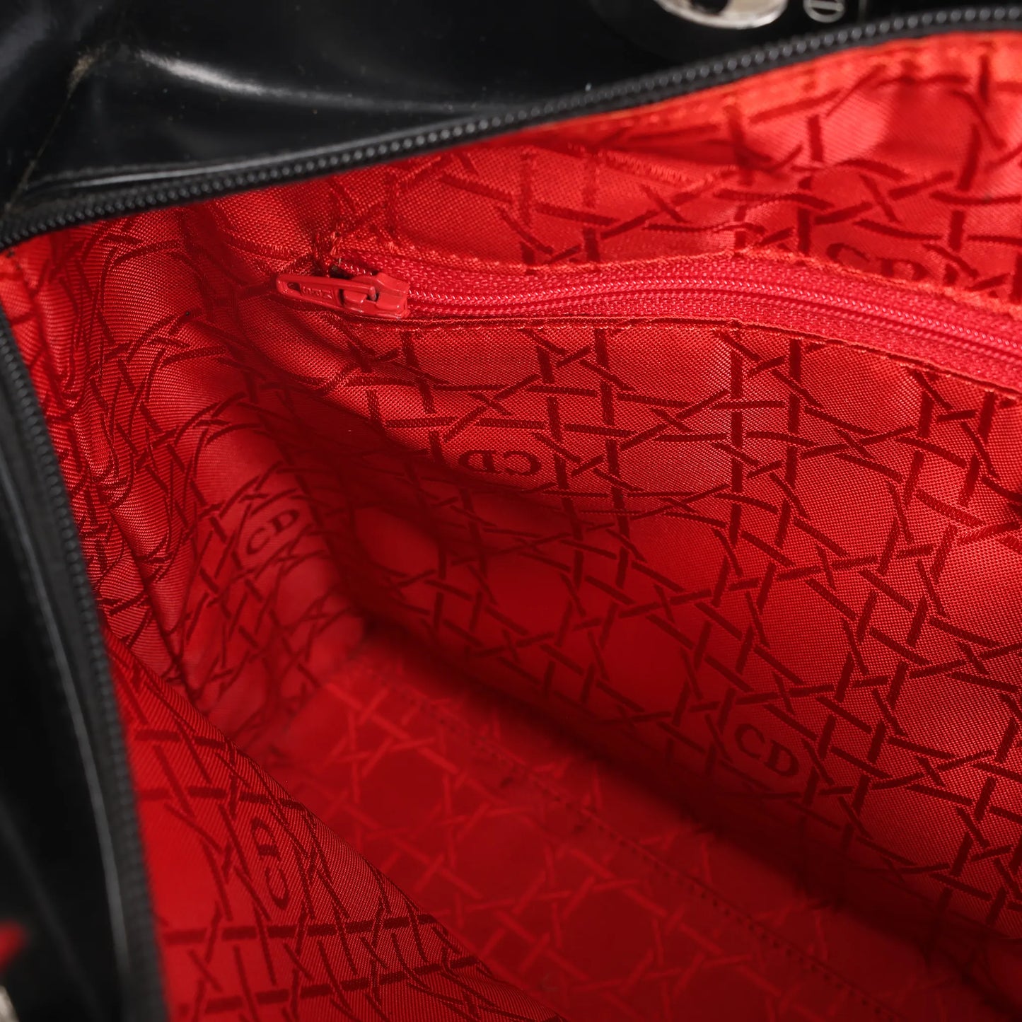 Dior Lady Dior Large Patent Leather 2Way Handbag in Black