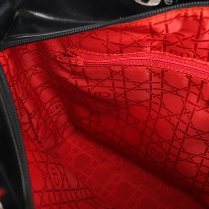 Dior Lady Dior Large Patent Leather 2Way Handbag in Black