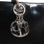 Dior Lady Dior Large Patent Leather 2Way Handbag in Black