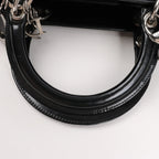 Dior Lady Dior Large Patent Leather 2Way Handbag in Black