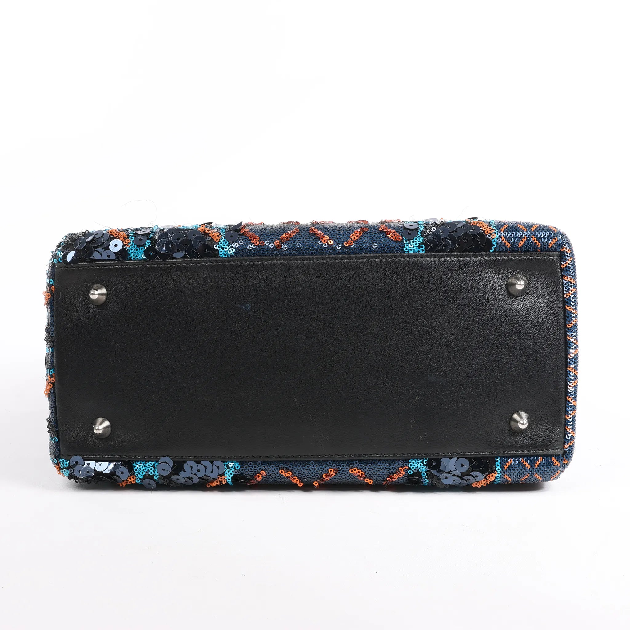 Dior Lady Dior Sequins Medium Handbag in Navy Blue