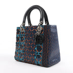 Dior Lady Dior Sequins Medium Handbag in Navy Blue