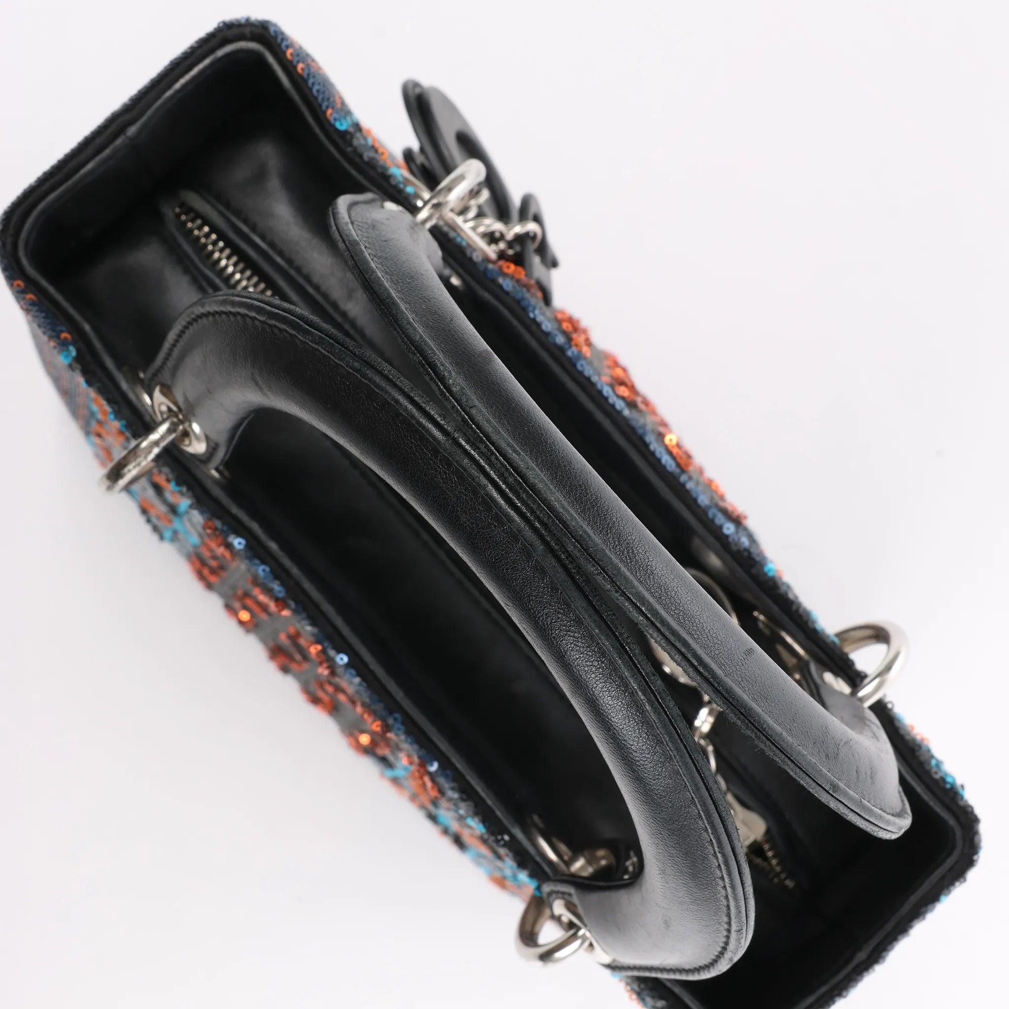 Dior Lady Dior Sequins Medium Handbag in Navy Blue