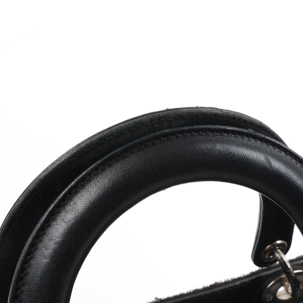 Dior Lady Dior Sequins Medium Handbag in Navy Blue