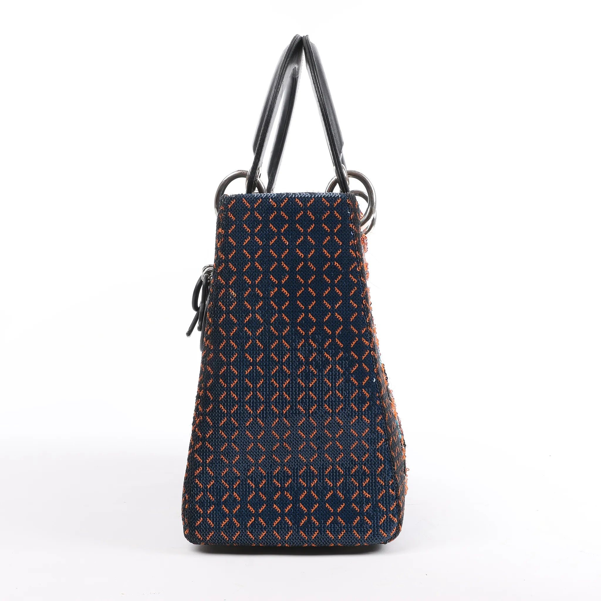 Dior Lady Dior Sequins Medium Handbag in Navy Blue