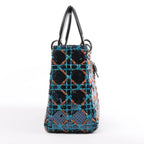 Dior Lady Dior Sequins Medium Handbag in Navy Blue