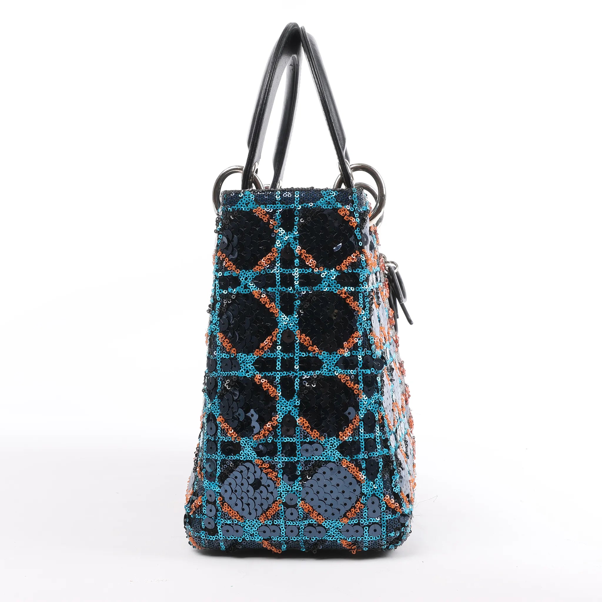 Dior Lady Dior Sequins Medium Handbag in Navy Blue