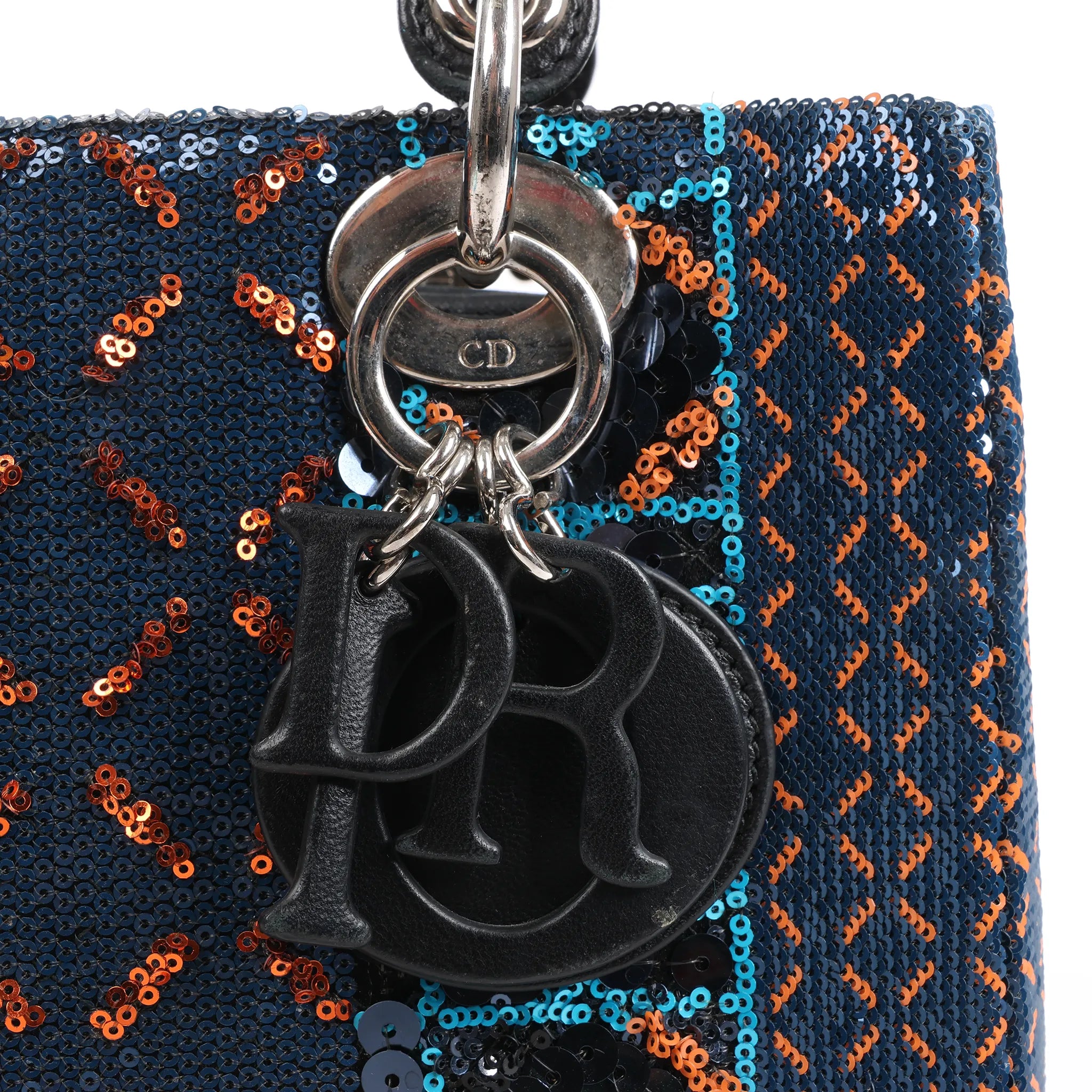 Dior Lady Dior Sequins Medium Handbag in Navy Blue