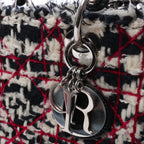 Dior Lady Dior Medium Tweed x Patent Leather 2Way Handbag in Black