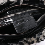 Dior Lady Dior Medium Tweed x Patent Leather 2Way Handbag in Black