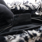 Dior Lady Dior Medium Tweed x Patent Leather 2Way Handbag in Black