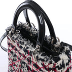 Dior Lady Dior Medium Tweed x Patent Leather 2Way Handbag in Black