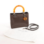 Dior Lady Dior Cannage Nylon x Leather 2Way Handbag in Brown