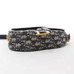 Christian Dior Saddle Mini Oblique x Leather Crossvody Bag in Navy Blue
