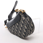 Christian Dior Saddle Mini Oblique x Leather Crossvody Bag in Navy Blue