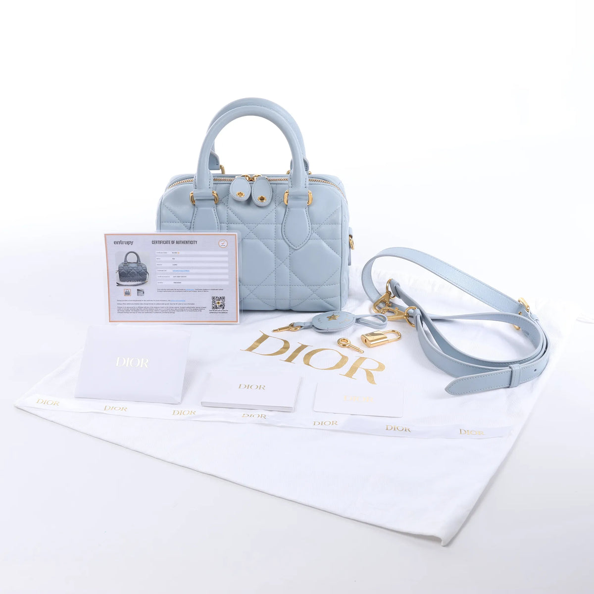 Dior Macrocanage Groove 20 Leather 2Way Handbag in Blue