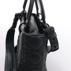 Bolso de mano mediano de dos vías de piel Cannage de Christian Dior en color camello