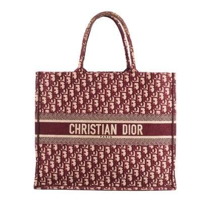 Grand sac bandoulière oblique en toile Christian Dior Book Tote bordeaux