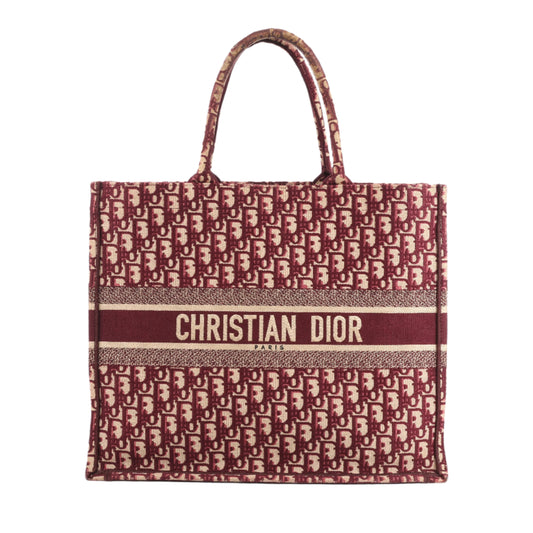 Grand sac bandoulière oblique en toile Christian Dior Book Tote bordeaux