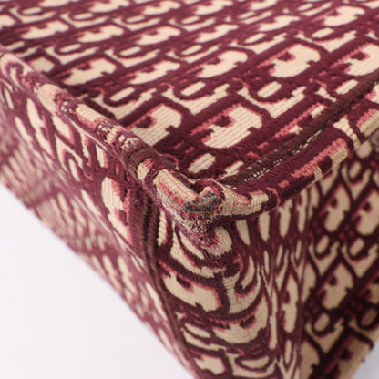 Grand sac bandoulière oblique en toile Christian Dior Book Tote bordeaux