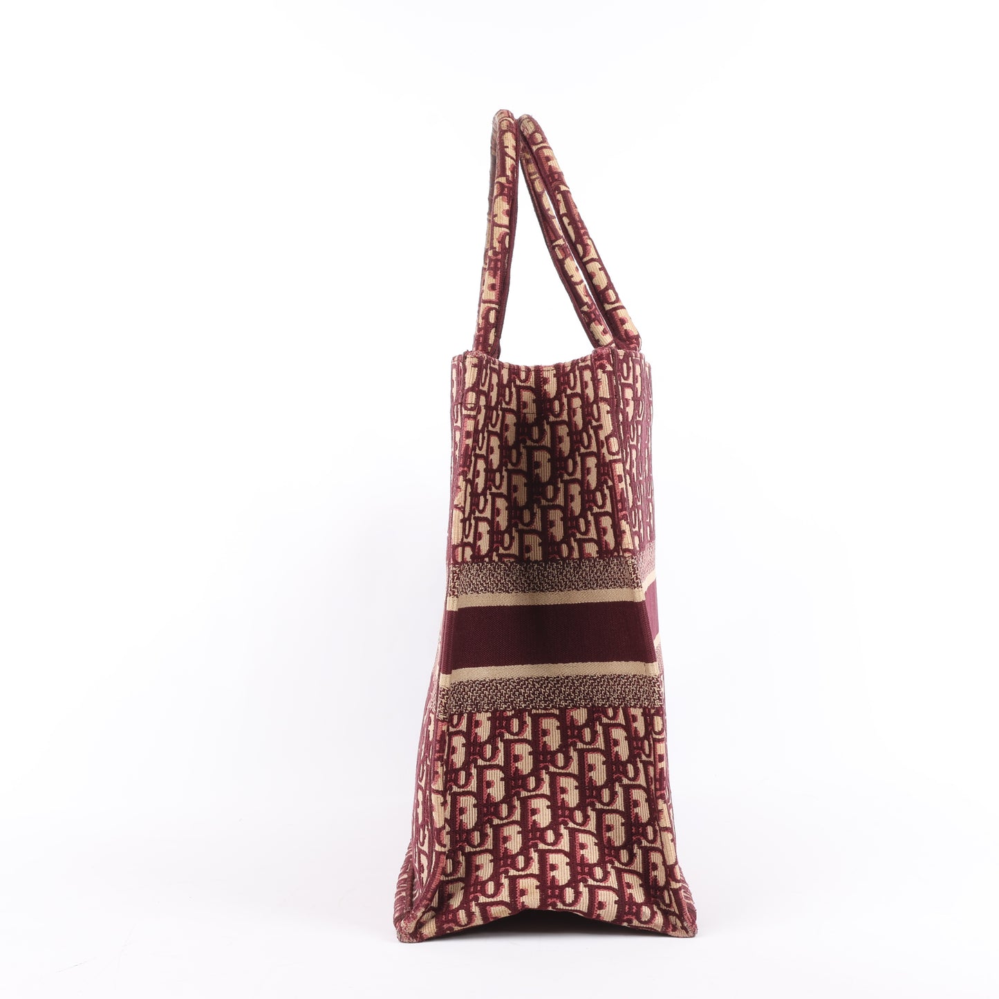 Grand sac bandoulière oblique en toile Christian Dior Book Tote bordeaux
