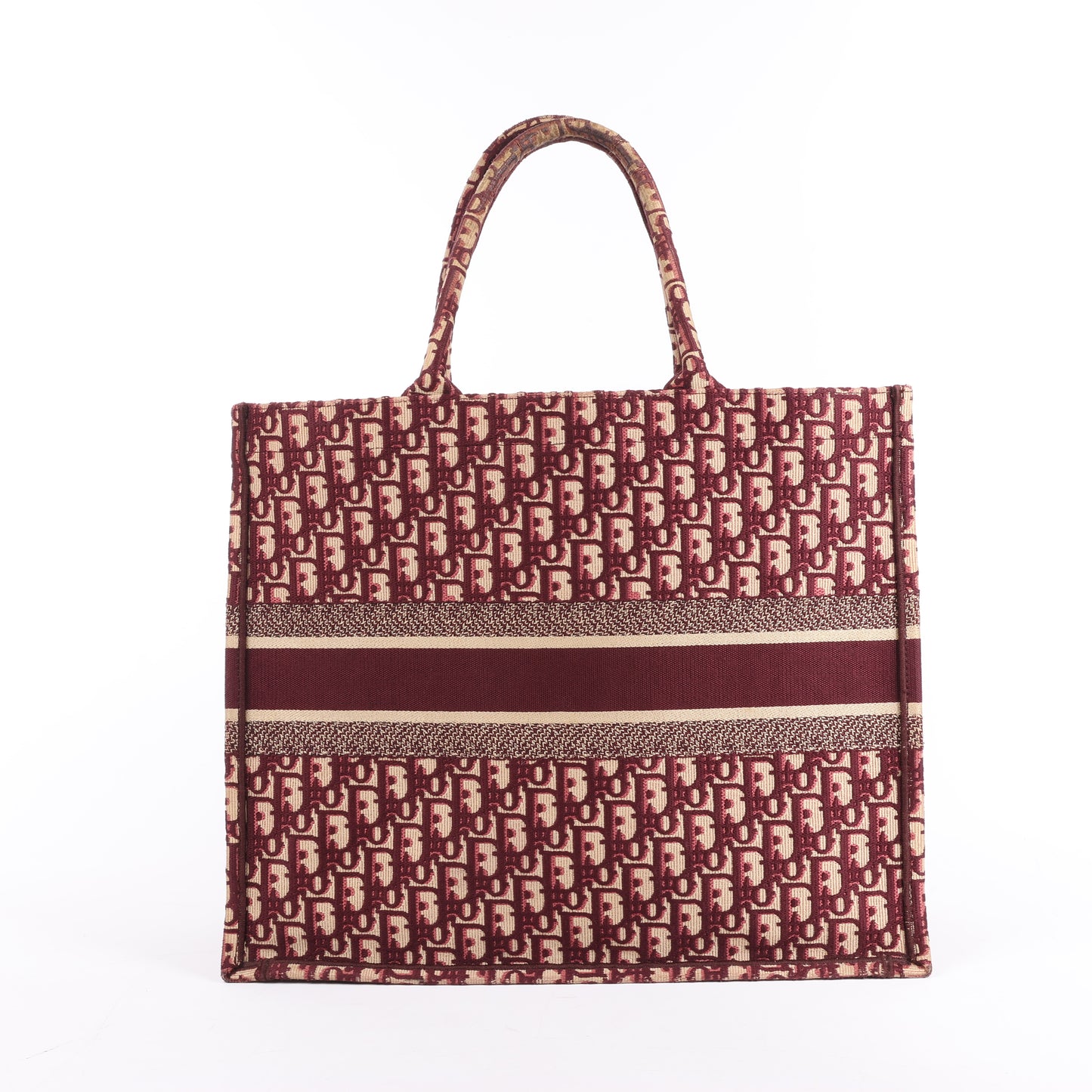 Grand sac bandoulière oblique en toile Christian Dior Book Tote bordeaux