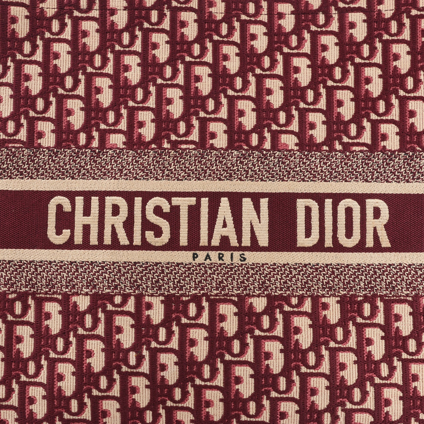Grand sac bandoulière oblique en toile Christian Dior Book Tote bordeaux