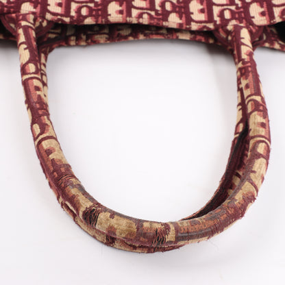Grand sac bandoulière oblique en toile Christian Dior Book Tote bordeaux