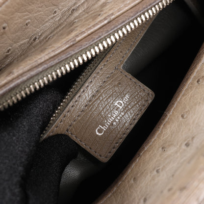 Dior Lady Dior Ostrich Large 2Way Handbag in Brown