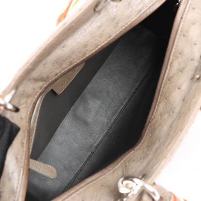 Dior Lady Dior Ostrich Large 2Way Handbag in Brown