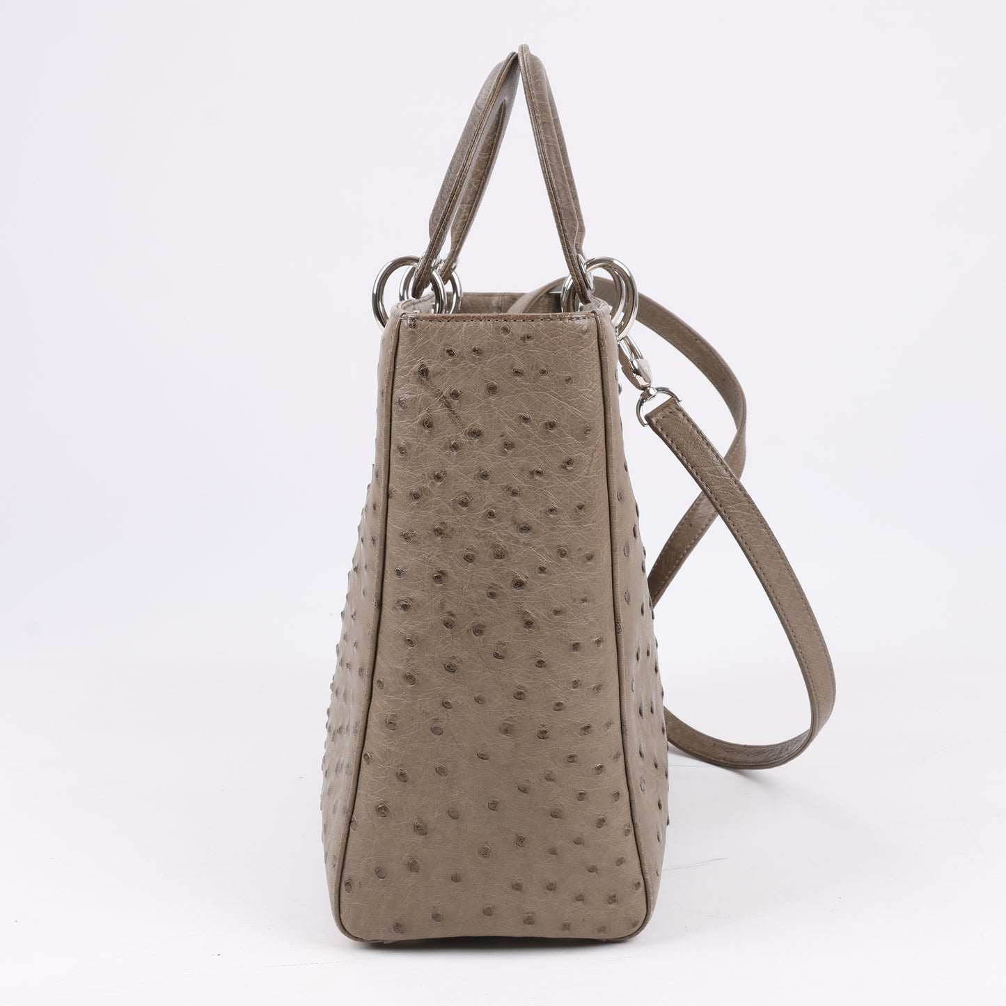 Dior Lady Dior Ostrich Large 2Way Handbag in Brown