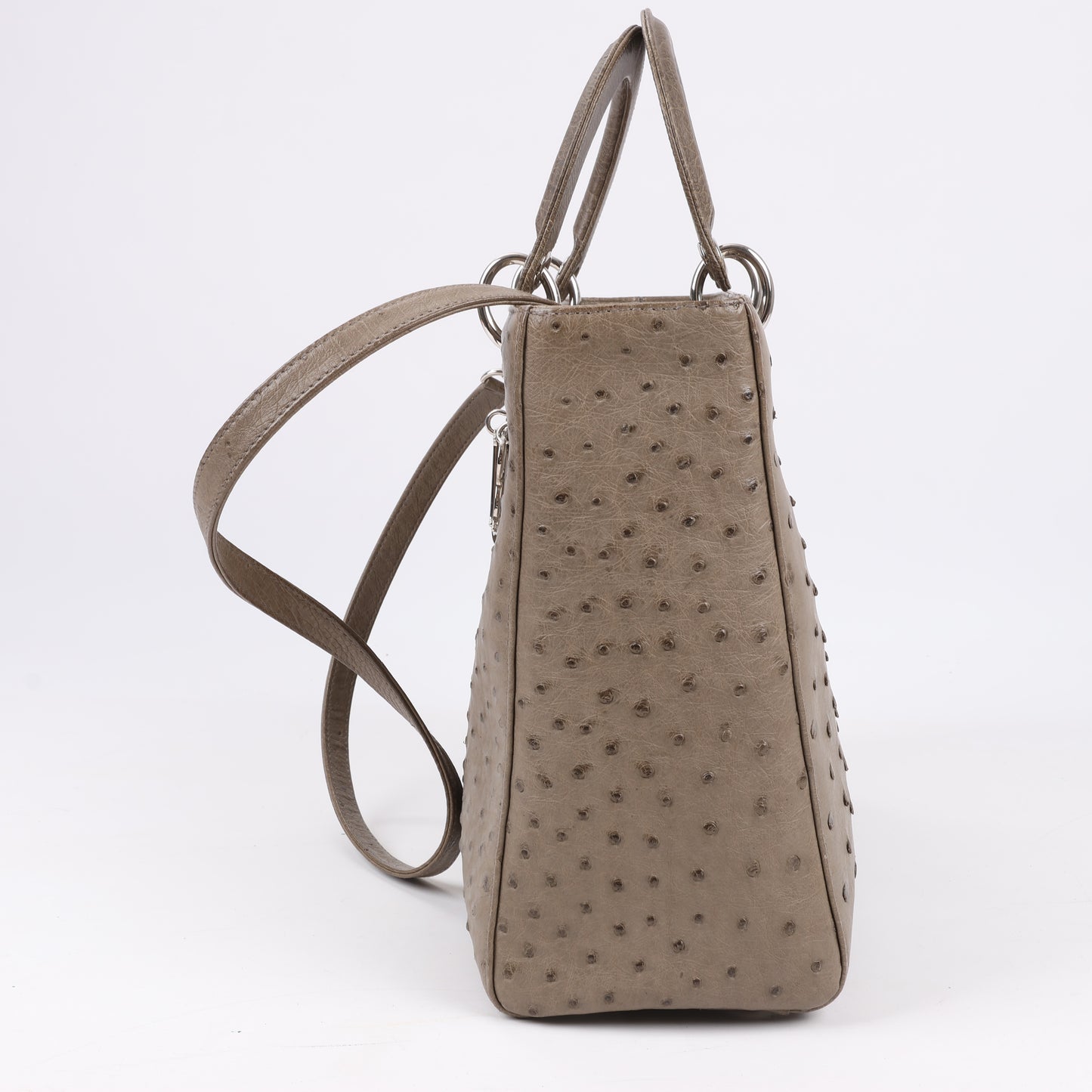 Dior Lady Dior Ostrich Large 2Way Handbag in Brown