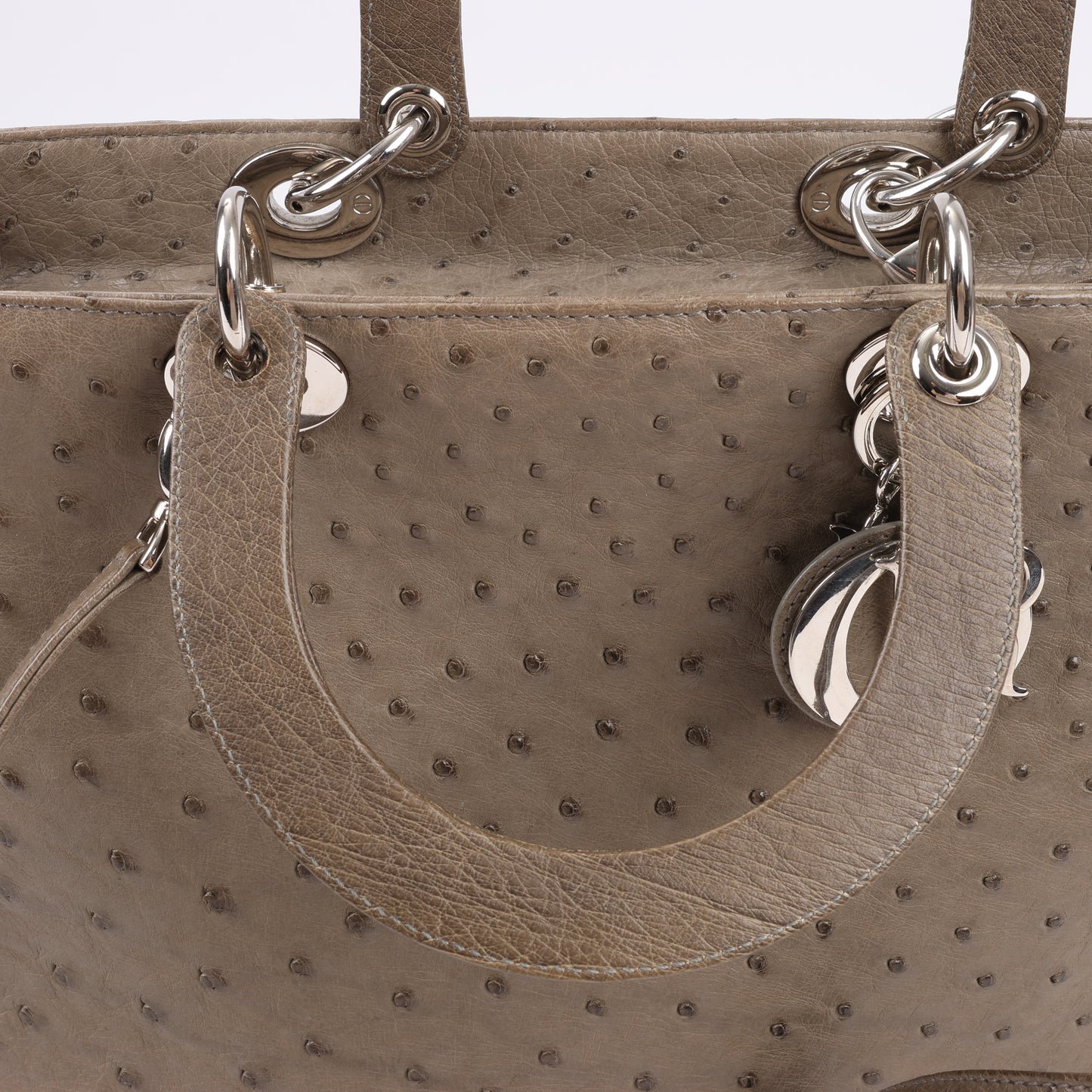 Dior Lady Dior Ostrich Large 2Way Handbag in Brown