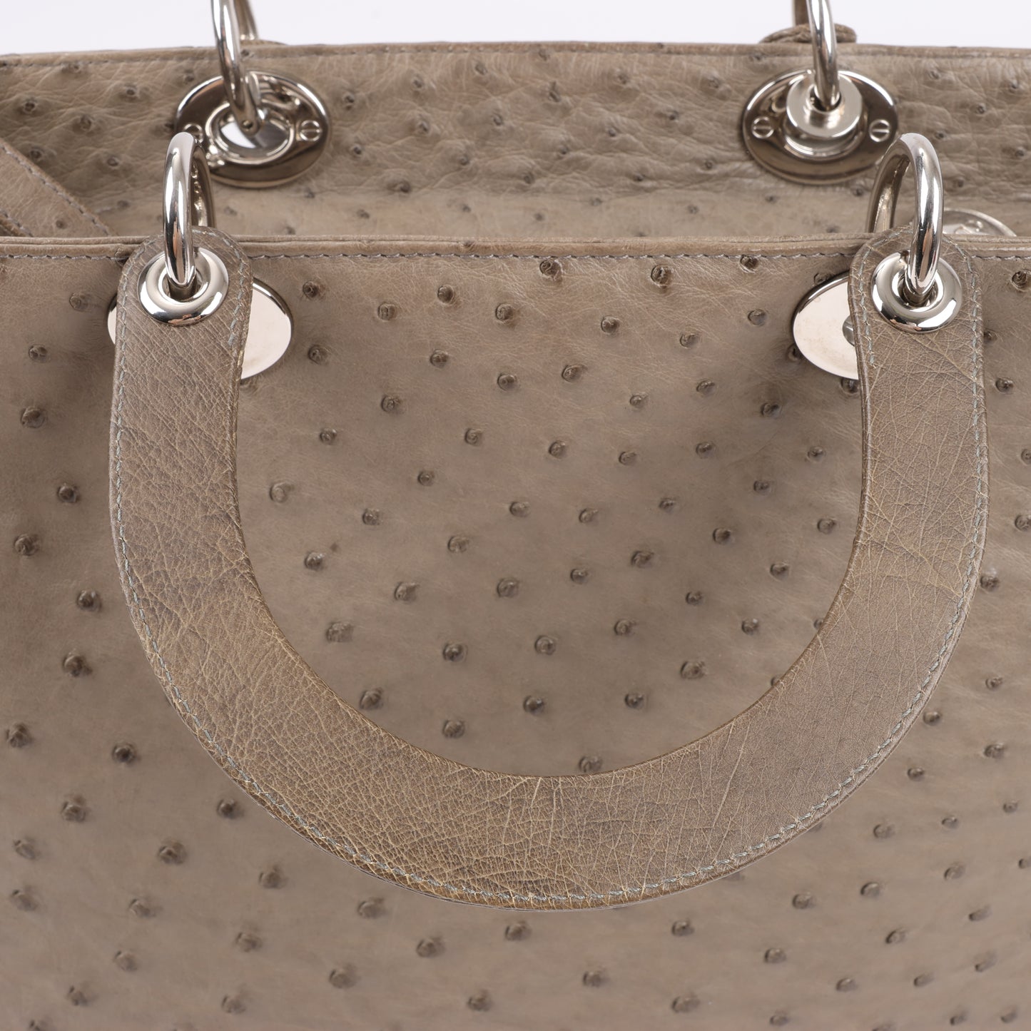 Dior Lady Dior Ostrich Large 2Way Handbag in Brown