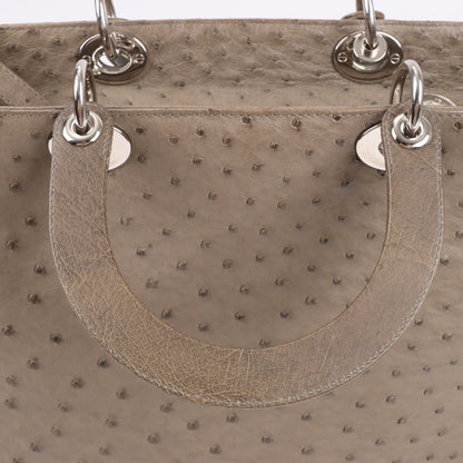 Dior Lady Dior Ostrich Large 2Way Handbag in Brown