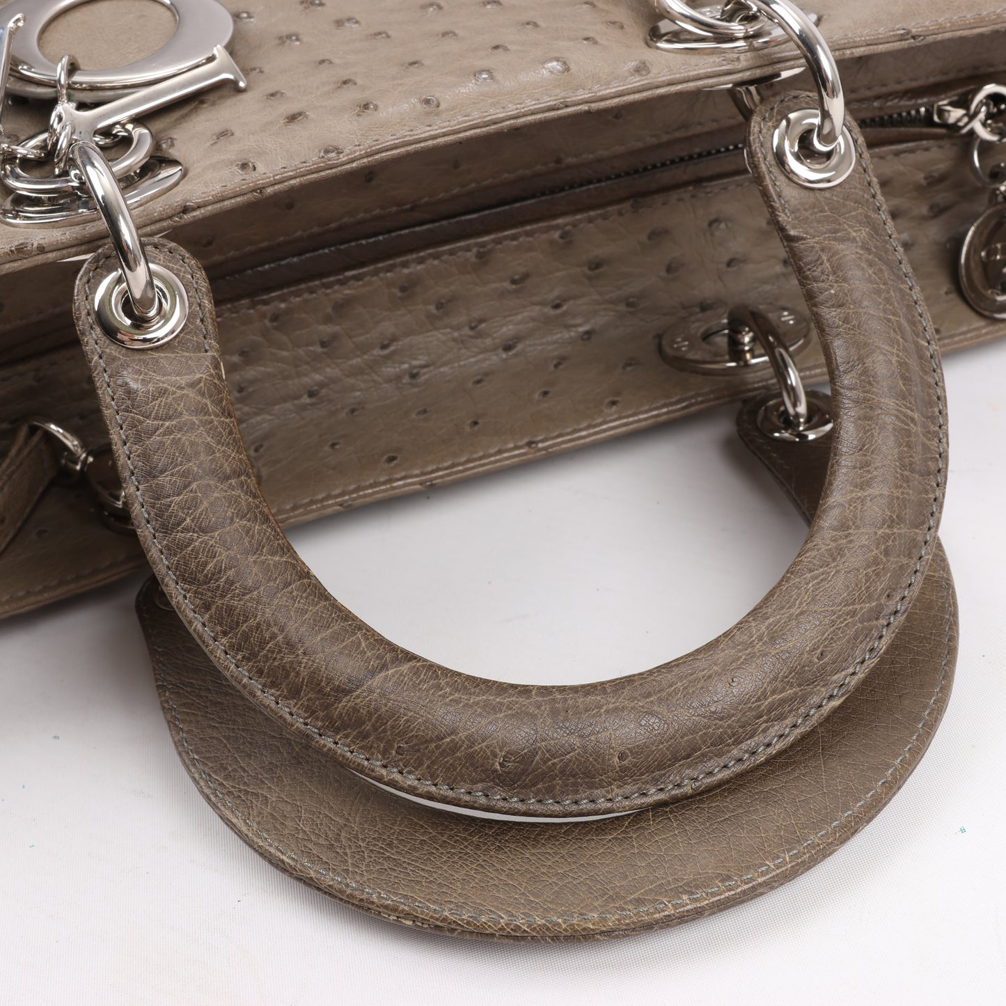 Dior Lady Dior Ostrich Large 2Way Handbag in Brown