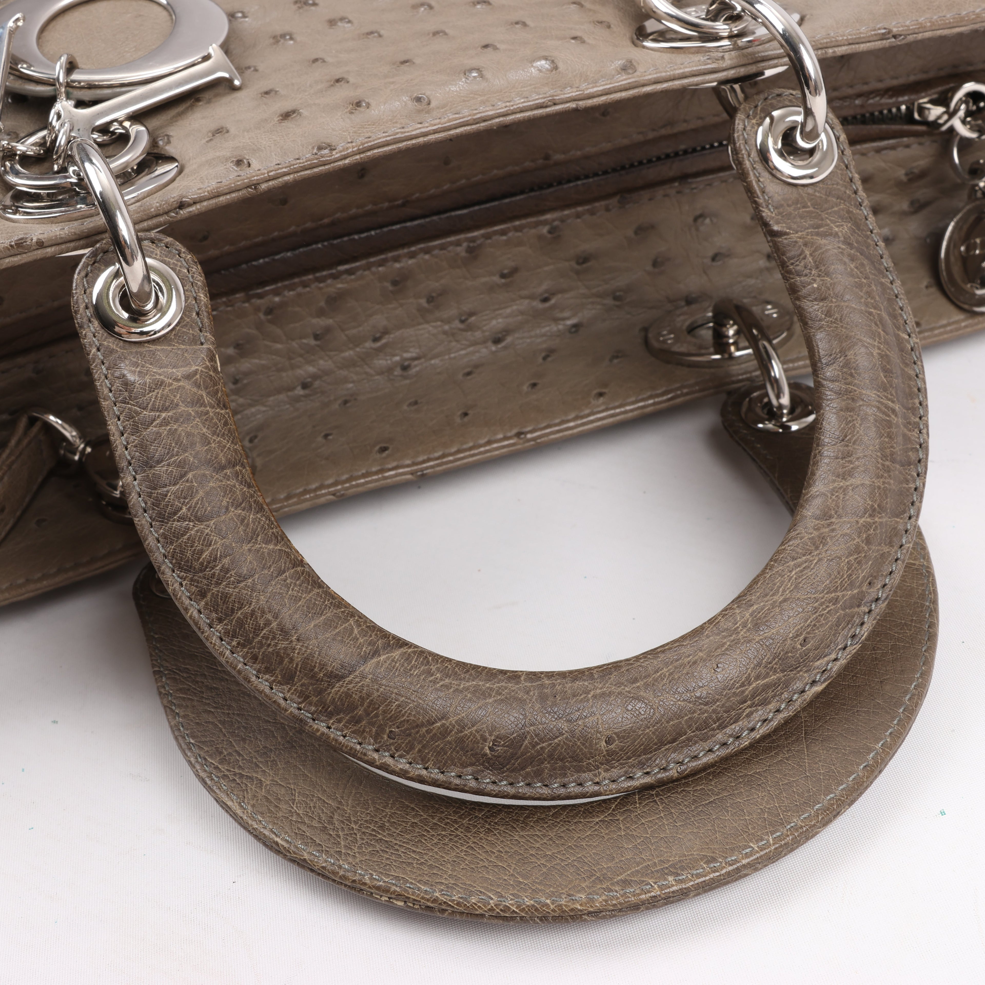 Dior Lady Dior Ostrich Large 2Way Handbag in Brown