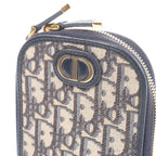 Christian Dior 30 Montaigne Call'in Dior Phone Holder Oblique Canvas & Leather Chain Shoulder Bag in Navy Blue