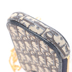 Christian Dior 30 Montaigne Call'in Dior Phone Holder Oblique Canvas & Leather Chain Shoulder Bag in Navy Blue
