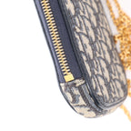 Christian Dior 30 Montaigne Call'in Dior Phone Holder Oblique Canvas & Leather Chain Shoulder Bag in Navy Blue