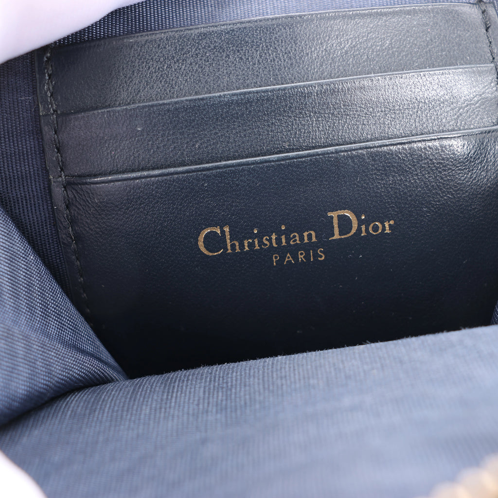 Christian Dior 30 Montaigne Call'in Dior Phone Holder Oblique Canvas & Leather Chain Shoulder Bag in Navy Blue