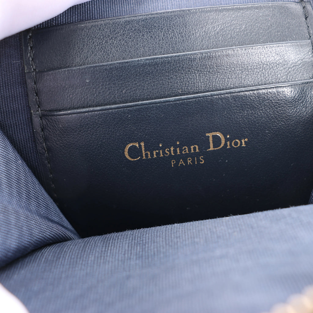 Christian Dior 30 Montaigne Call'in Dior Phone Holder Oblique Canvas & Leather Chain Shoulder Bag in Navy Blue