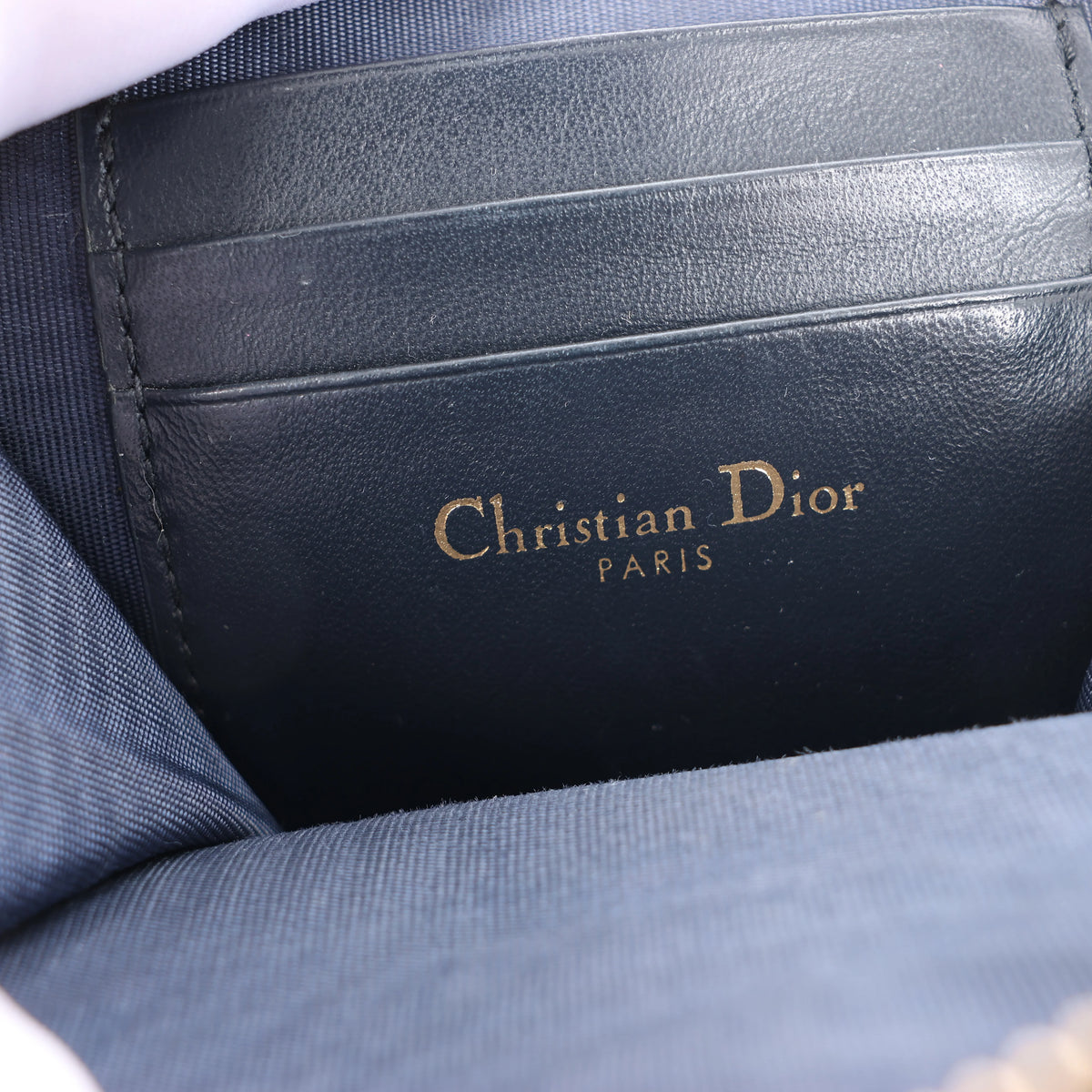 Christian Dior 30 Montaigne Call'in Dior Phone Holder Oblique Canvas & Leather Chain Shoulder Bag in Navy Blue