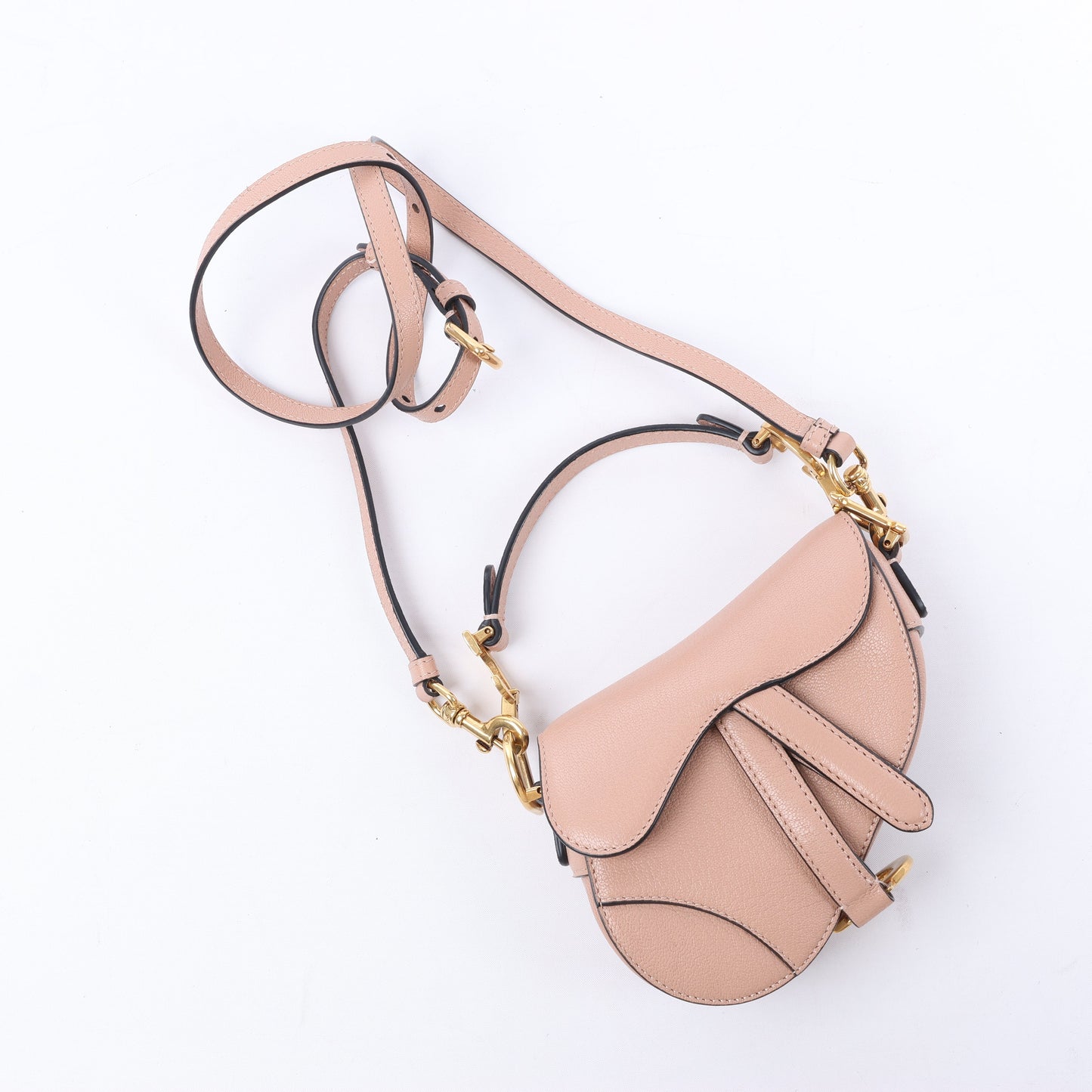 Christian Dior Saddle Micro Bag Leather 2Way Handbag in Blush