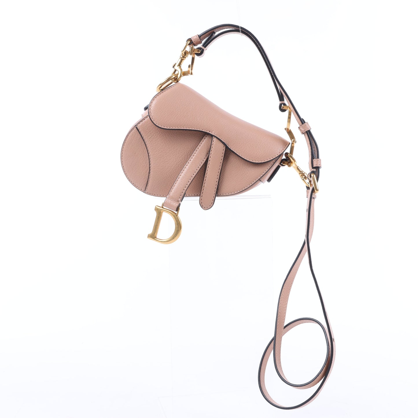 Christian Dior Saddle Micro Bag Leather 2Way Handbag in Blush