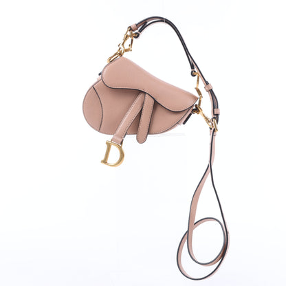 Christian Dior Saddle Micro Bag Leather 2Way Handbag in Blush
