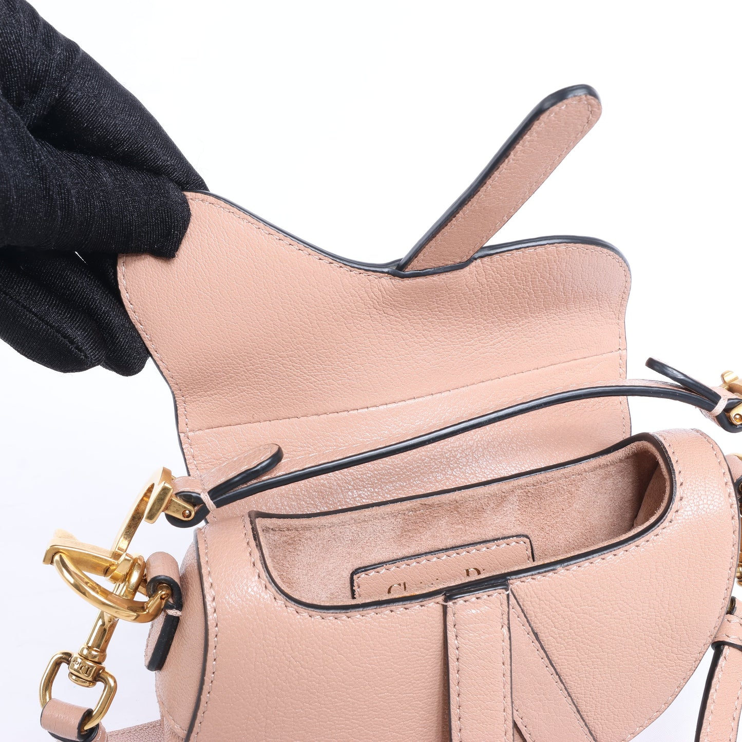 Christian Dior Saddle Micro Bag Leather 2Way Handbag in Blush