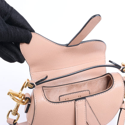 Christian Dior Saddle Micro Bag Leather 2Way Handbag in Blush