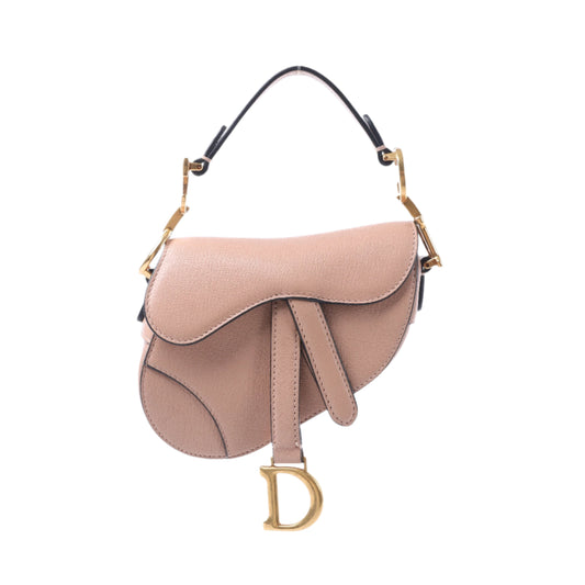 Christian Dior Saddle Micro Bag Leather 2Way Handbag in Blush